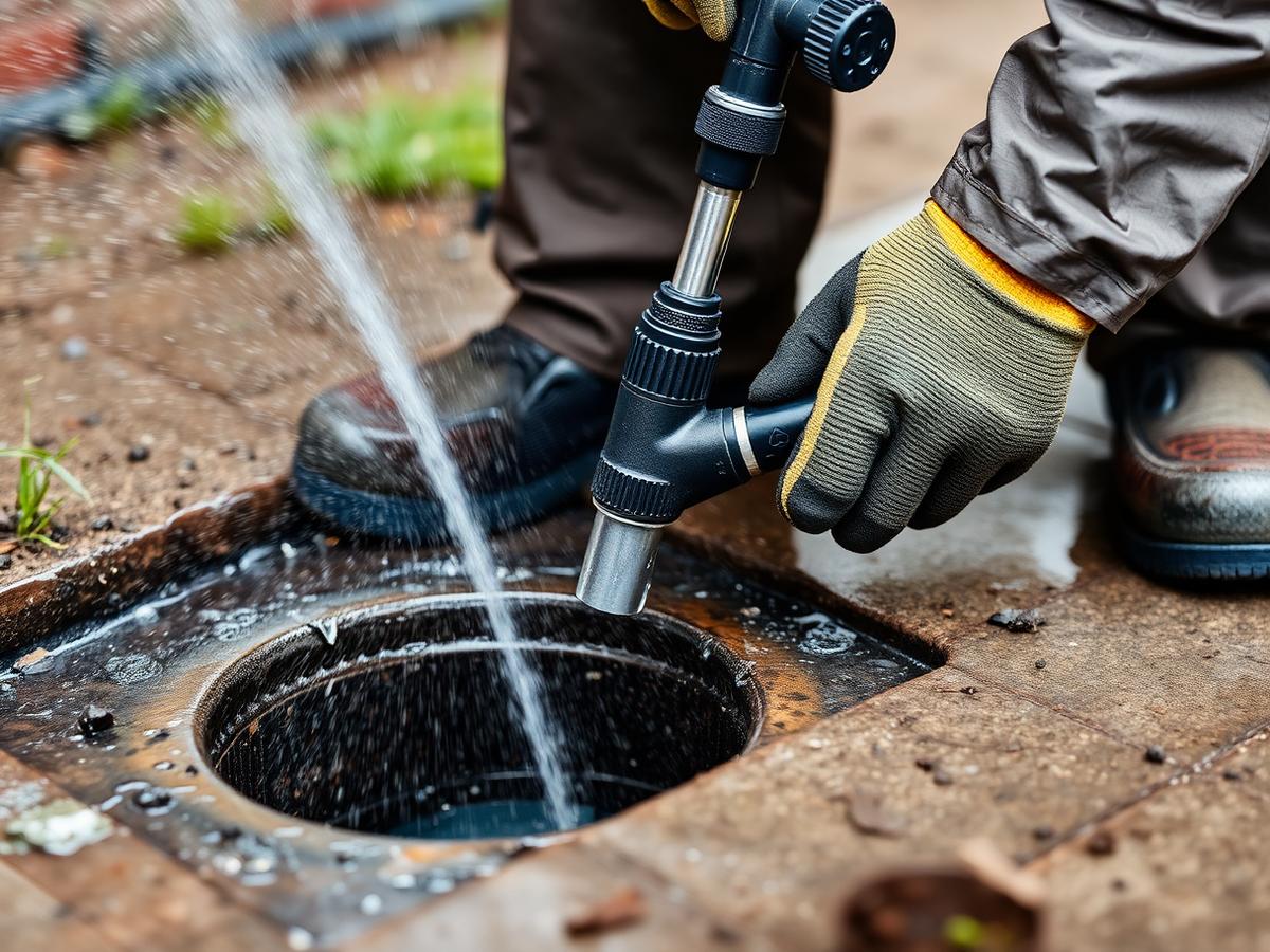 High-pressure jetter clearing a blocked drain