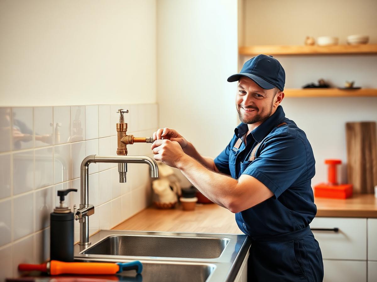Sydney plumber repairing kitchen sink tapware